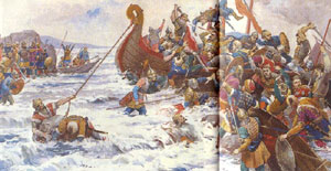 ペチェネグ人との戦闘で非業の最期を遂げるスヴャトスラフ