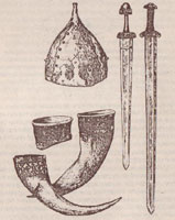 古代ルーシ時代の兜や剣