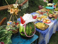ダーチャ村収穫祭のテーブル