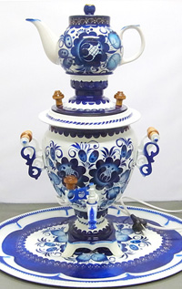 グジェリ柄サモワール3点セット