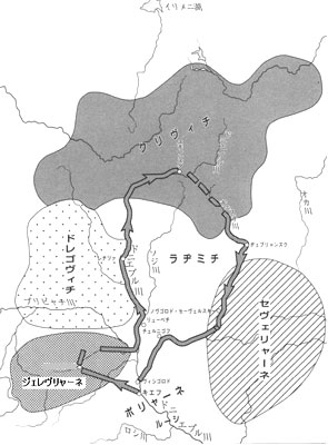 巡回徴貢の順路（『ロシア史１』山川出版より）