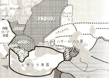 １０世紀末のスラヴ世界（『スラヴ民族と東欧ロシア』山川出版社）