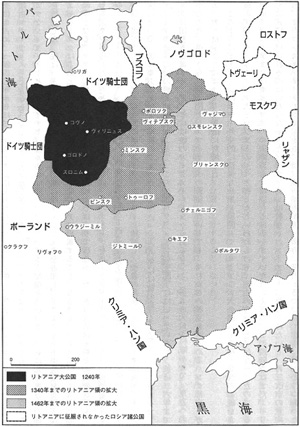 リトアニア領の拡大（山川出版社『ロシア史１』より）